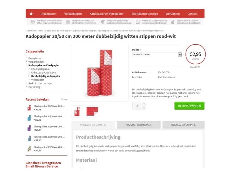 Glansbeek Draagtassen - screenshot productpagina